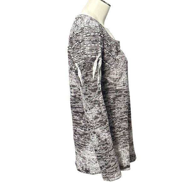 CCC Long Sleeve Embellished Top Rhinestones Abstract Aztec Eagle Feathers Medium - Picture 4 of 8